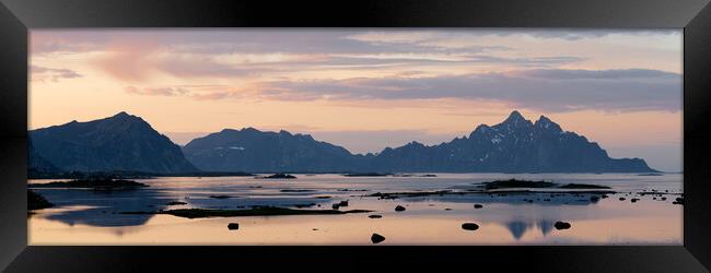 Lofoten Islands Fjord Sunrise Framed Print by Sonny Ryse