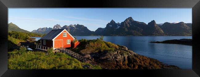 Norwegian Red boathouse Raftsundet Lofoten Islands Norway 2 Framed Print by Sonny Ryse