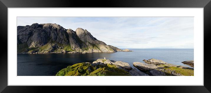 Nusfjord Lighthouse_and Mountains Lofoten Islands Framed Mounted Print by Sonny Ryse