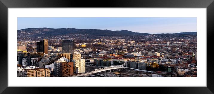 Olso City Cityscape at sunrise Norway Framed Mounted Print by Sonny Ryse