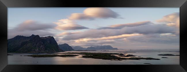 Rolvsfjorden Clouds Vestvagoya mountains sunrise Lofoten Islands Framed Print by Sonny Ryse