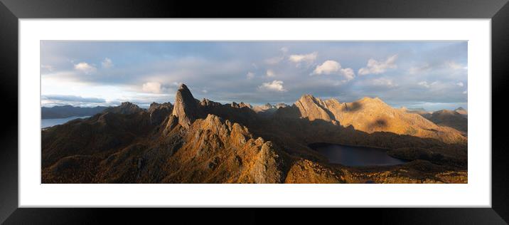 Reka Mountain Aerial Langøya Island Autumn Vesteralen Norway Framed Mounted Print by Sonny Ryse