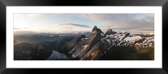 Stetinden Stádda obelisk mountain Narvik norway aerial Framed Mounted Print by Sonny Ryse