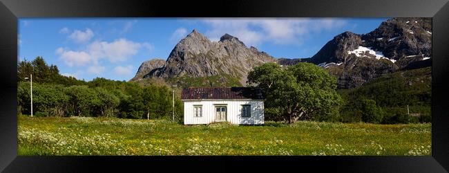 White Norwegian House Lofoten Islands Framed Print by Sonny Ryse