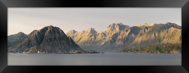 Sund Flakstadoya mountains Lofoten Islands Framed Print by Sonny Ryse