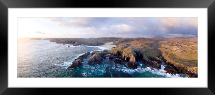Mangersta Beach and Rocky coast Aerial Isle of Lewis Outer Hebrides Scotland Framed Mounted Print by Sonny Ryse