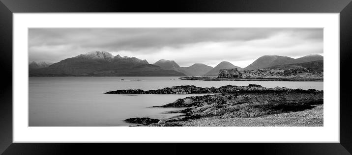 Tokavaig Beach and Cuillin Mountains Isle of Skye Scotland black and white Framed Mounted Print by Sonny Ryse