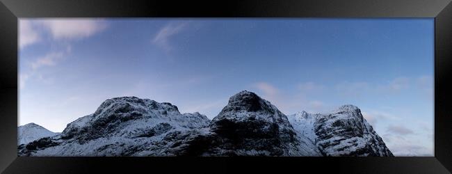 Three sisters mountains stars at night Glencoe Scotland Framed Print by Sonny Ryse