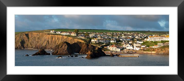 Hope Cove village bay south devon coast panorama Framed Mounted Print by Sonny Ryse
