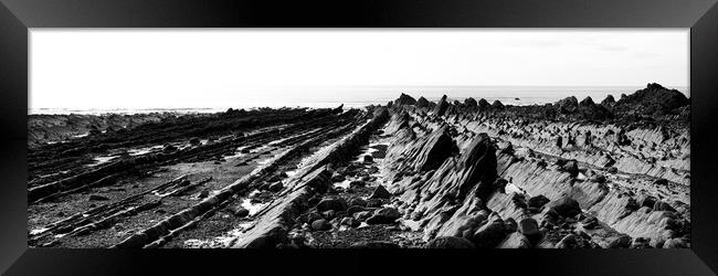 Welcombe Mouth beach North Devon South West Coast Path black and white 2 Framed Print by Sonny Ryse