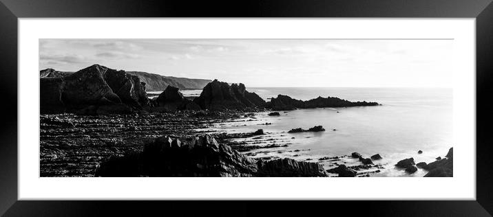 Hartland Quay North Devon south west coast path black and white Framed Mounted Print by Sonny Ryse