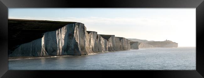 Seven sisters white chalk cliffs south coast england panorama Framed Print by Sonny Ryse