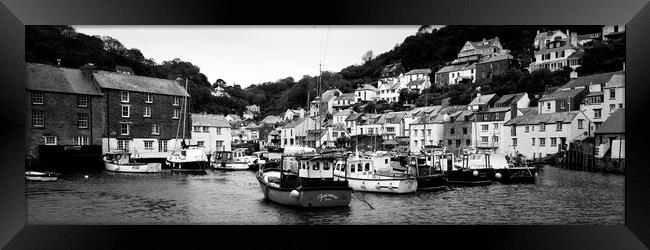 Smugglers Cove Polperro Fishing Harbour Black and White Framed Print by Sonny Ryse