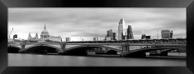 Blackfriars Brige and St Pauls Cathedral London City Skyline Black and White Framed Print by Sonny Ryse