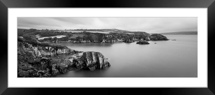Fishguard Coast Pembrokeshire Wales Black and white Framed Mounted Print by Sonny Ryse