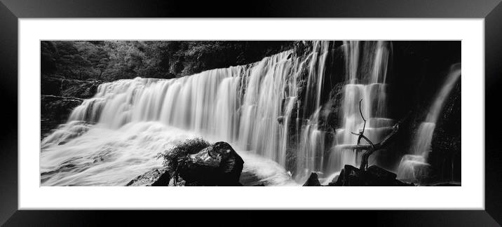 Sgwd Isaf Clun-Gwyn Waterfall Four falls brecon beacons wales bl Framed Mounted Print by Sonny Ryse
