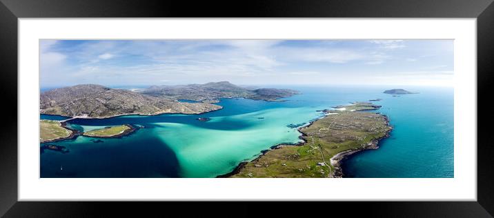 Castle Bay Barra Island Aerial Outer Hebrides Scotland Framed Mounted Print by Sonny Ryse