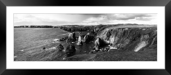 Mangersta Sea Stacks Isle of Lewis Outer Hebrides Black and white Framed Mounted Print by Sonny Ryse