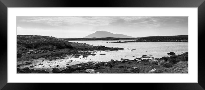 North Uist Loch outer hebrides scotland black and white Framed Mounted Print by Sonny Ryse
