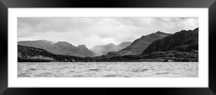 Scottish Loch and Mountains black and white Framed Mounted Print by Sonny Ryse