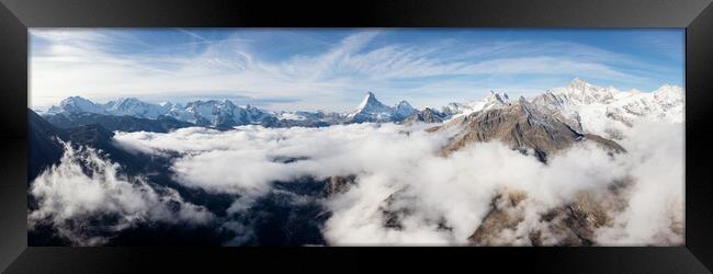 Zermatt Valley Matterhorn clould inversion aerial Switzerland Framed Print by Sonny Ryse