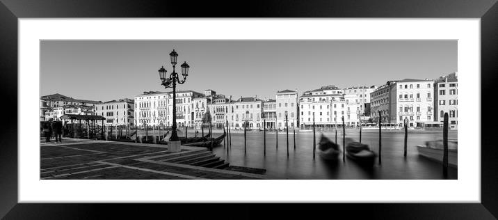 Venezia Venice Grand Canal Gondolas Italy Black and white 2 Framed Mounted Print by Sonny Ryse