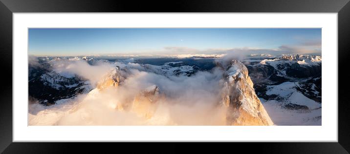 Sassolungo Mountains in the clouds Sella pass Italian Dolomites Framed Mounted Print by Sonny Ryse