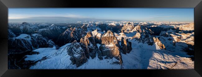Tre cime di lavaredo Italian Dolomites Aerial Framed Print by Sonny Ryse