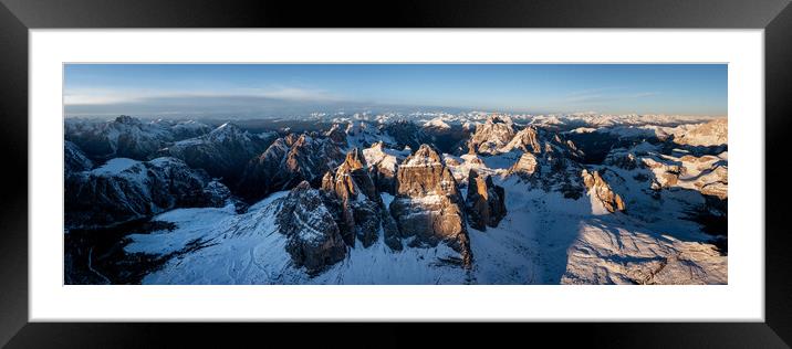 Tre cime di lavaredo Italian Dolomites Aerial Framed Mounted Print by Sonny Ryse