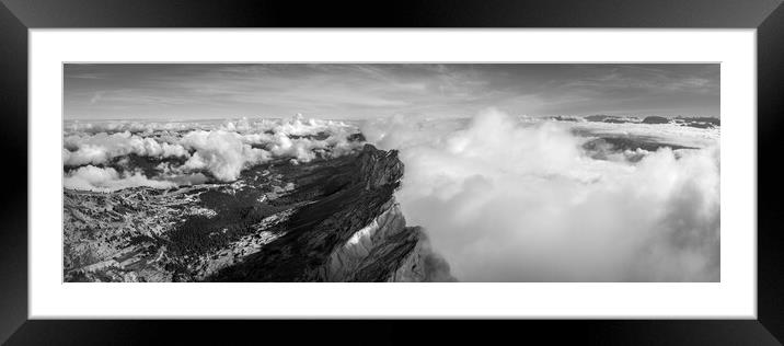 Vercors Massif mountain range French Prealps Black and white Framed Mounted Print by Sonny Ryse
