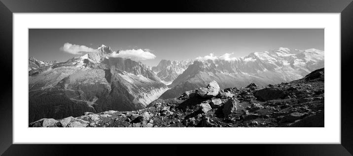 Chamonix Month Blanc Alps France Black and white Framed Mounted Print by Sonny Ryse