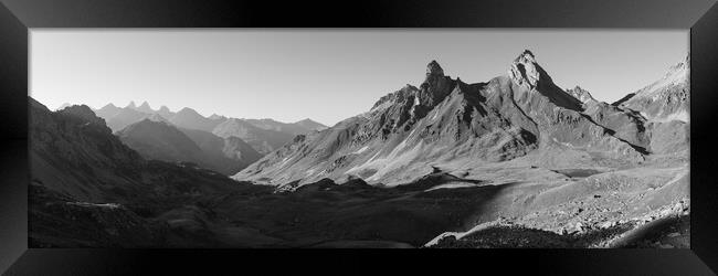 Pic-de-la-ceinture Massif des Cerces Black and white Framed Print by Sonny Ryse