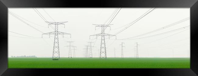 Electricity Pylons France Framed Print by Sonny Ryse