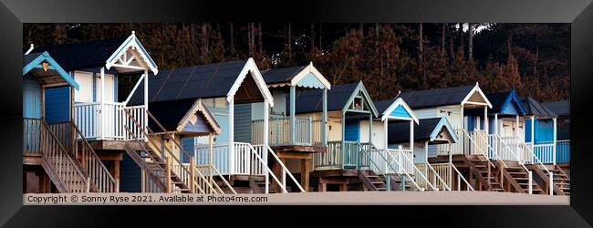 English blue Beach Huts Framed Print by Sonny Ryse