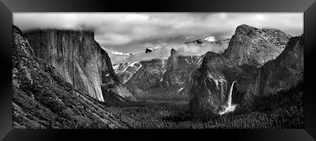 Tunnel View Yosemite National Park Black and White Framed Print by Sonny Ryse
