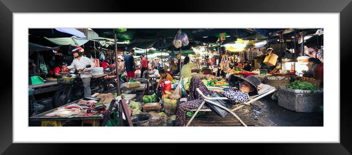 Cambodia street market siem reap Framed Mounted Print by Sonny Ryse