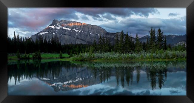 Cascade Montain and Ponds Banff national park rockies Framed Print by Sonny Ryse
