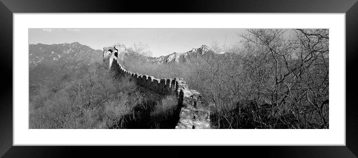 Mutianyu Great wall of China Black and white Framed Mounted Print by Sonny Ryse