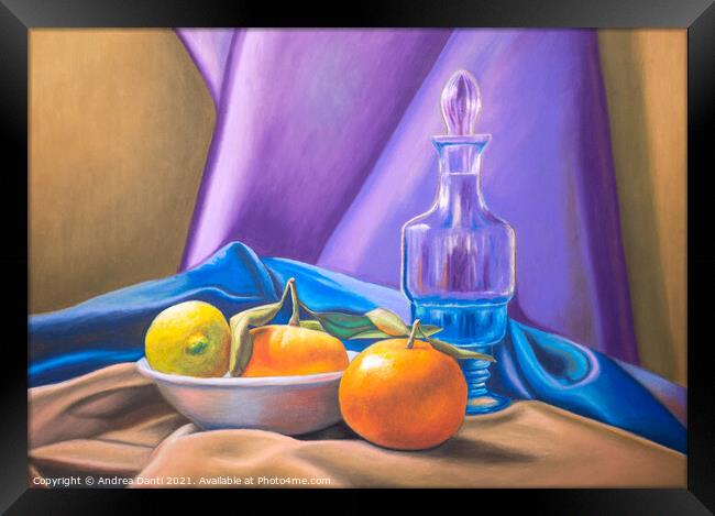 Still life with lemon and tangerines Framed Print by Andrea Danti