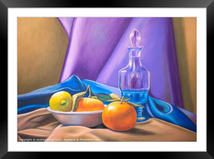 Still life with lemon and tangerines Framed Mounted Print by Andrea Danti