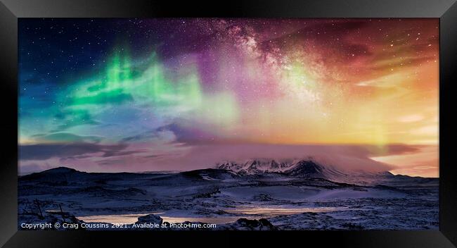 Northern Lights over Lake Myvatn, Iceland Framed Print by Wall Art by Craig Cusins