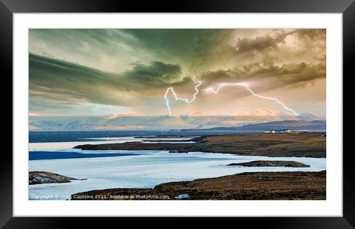 Lightning Storm over Husavik, Iceland Framed Mounted Print by Wall Art by Craig Cusins