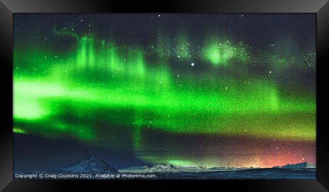 Aurora over Myvatn, Iceland Framed Print by Wall Art by Craig Cusins