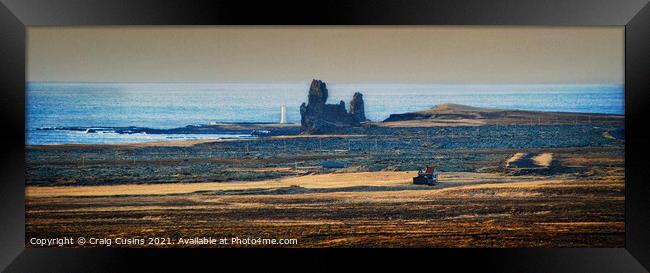 Icelandic Seascape Lóndrangar & Þúfubjarg Cliffs Framed Print by Wall Art by Craig Cusins