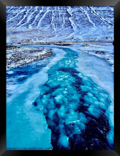 Frozen river in Iceland  Framed Print by Wall Art by Craig Cusins