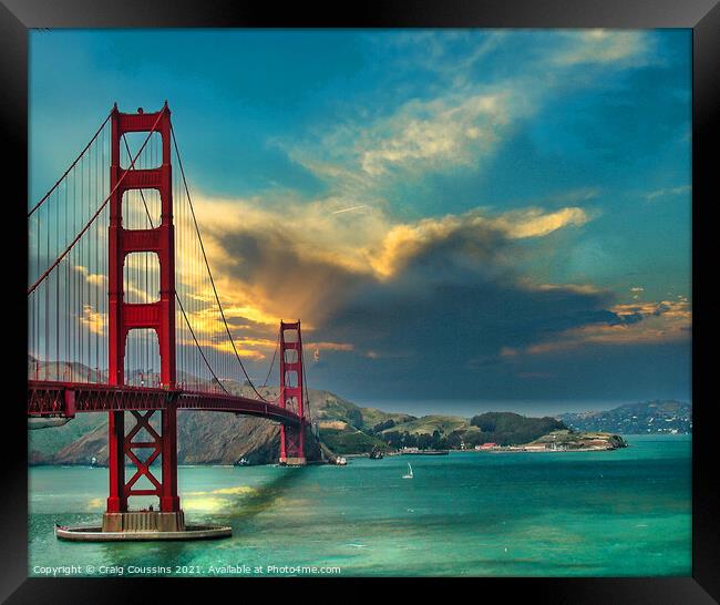 Golden Gate Bridge sunset, San Francisco Framed Print by Wall Art by Craig Cusins