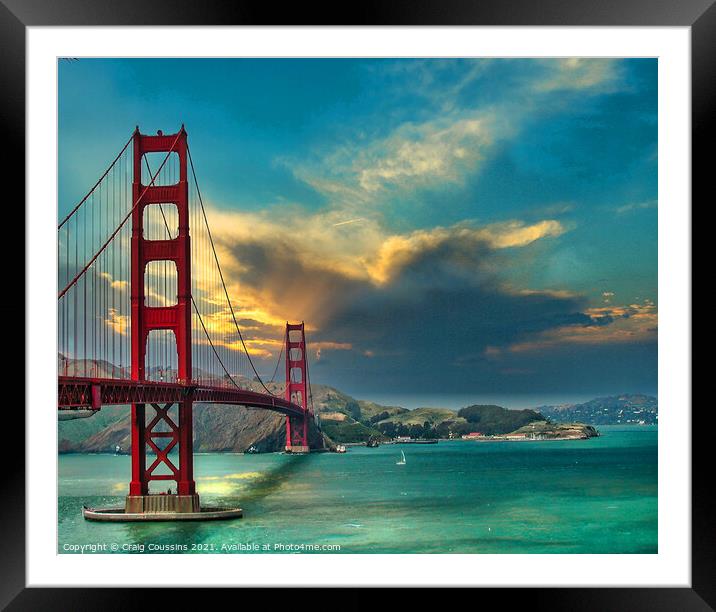 Golden Gate Bridge sunset, San Francisco Framed Mounted Print by Wall Art by Craig Cusins