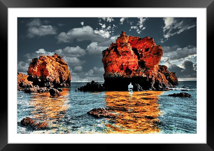 Albufeira  Rockscape, Portugal Framed Mounted Print by Wall Art by Craig Cusins