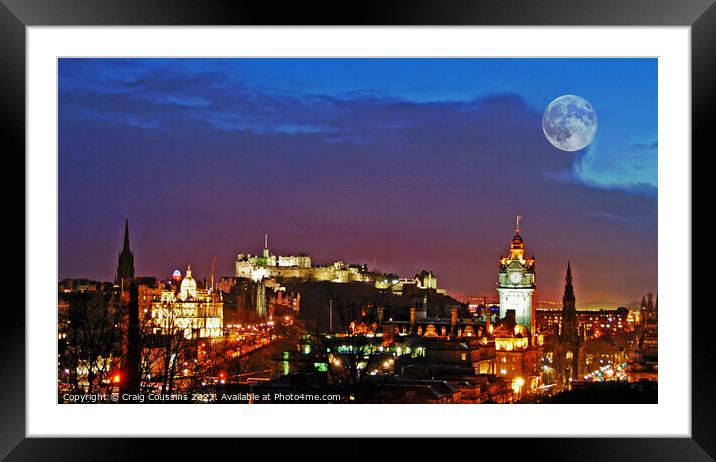 Edinburgh at night Framed Mounted Print by Wall Art by Craig Cusins