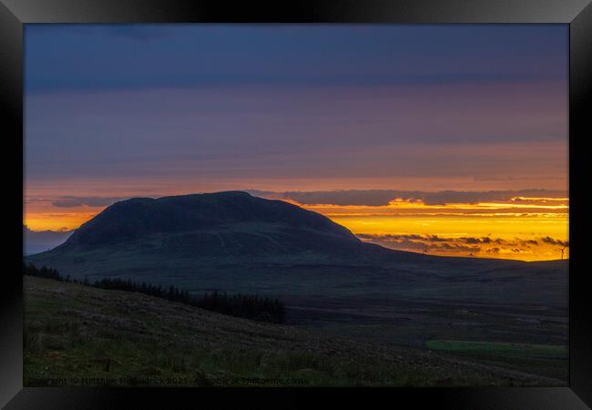 A sunset over Slemish Mountain, Shilnavogie Road Framed Print by Matthew McGoldrick